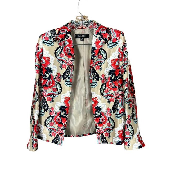Kasper Women's Multi Colored Floral Front Open Blazer - Picture 1 of 7